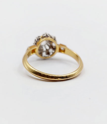 Bague 52.5 Bague marguerite victorienne or jaune, diamants taille rose (circa 1890) 58 Facettes A06138