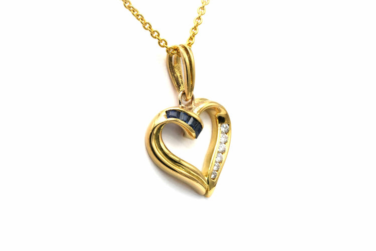 Pendentif Pendentif contemporain or jaune serti de saphirs et de diamants taille brillant (+-0.057ct) 58 Facettes 22985
