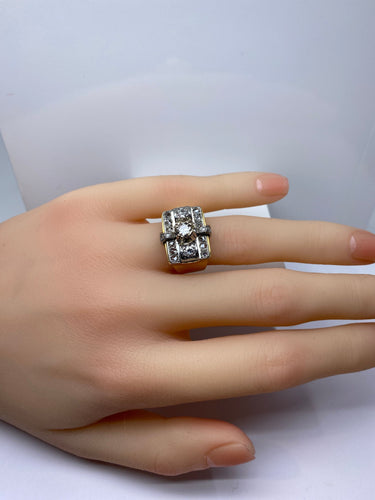 Bague 52 Bague Tank en or 18 carats et platine et diamants 58 Facettes AB517