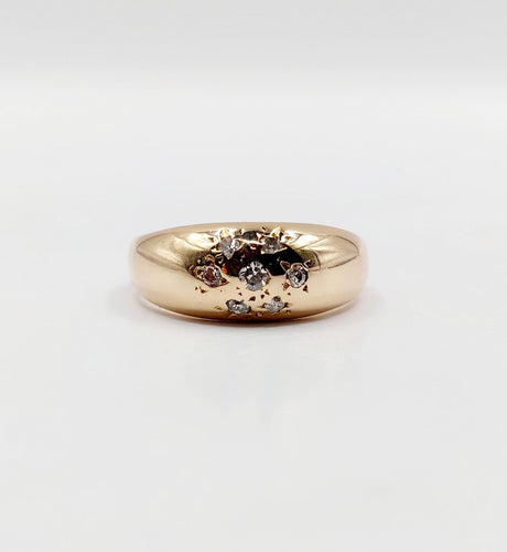 Bague 47 Bague bombée dôme or rose diamants serti étoilé (circa 1940) 58 Facettes A05459