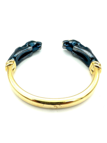 Bracelet CARTIER. Collection "Panthère", bracelet or jaune 18K et silverium 58 Facettes