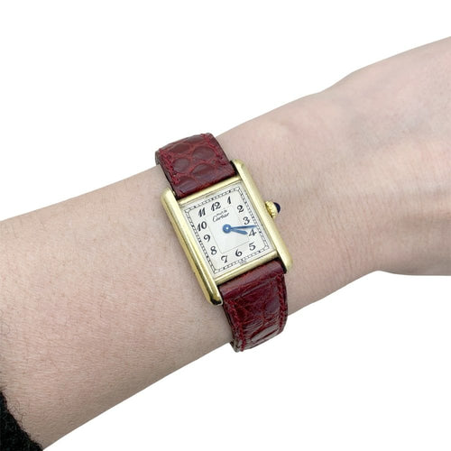 Montre Montre Cartier,"Must de Cartier", vermeil, cuir. 58 Facettes 35338