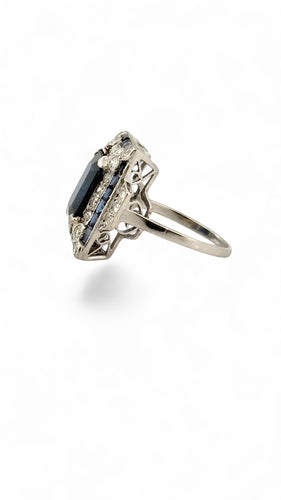 Bague 51 Bague ancienne en platine diamants et saphirs 58 Facettes