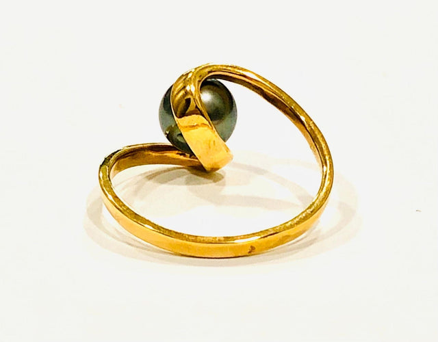 Bague 54 Bague perle de Tahiti or jaune 58 Facettes