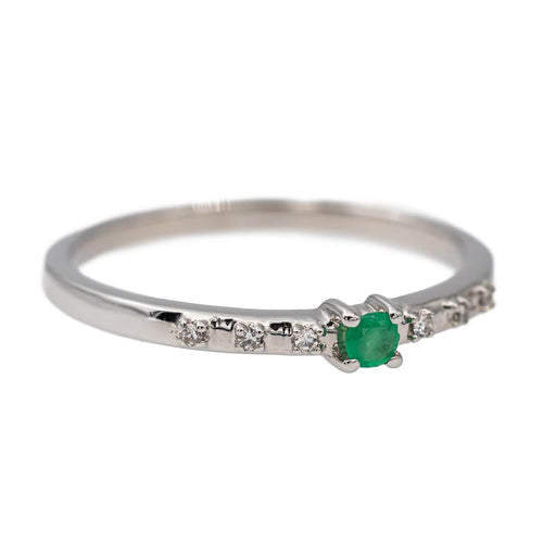 Bague 53 Bague Or blanc Emeraude, Diamant 58 Facettes 2898446CN