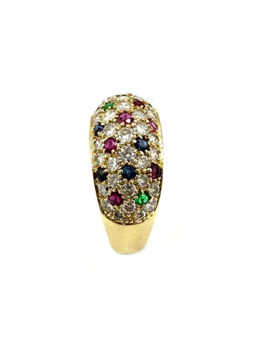 Bague 57 Bague Jonc Vintage Tutti Frutti or, diamants, rubis, saphirs et émeraudes 58 Facettes