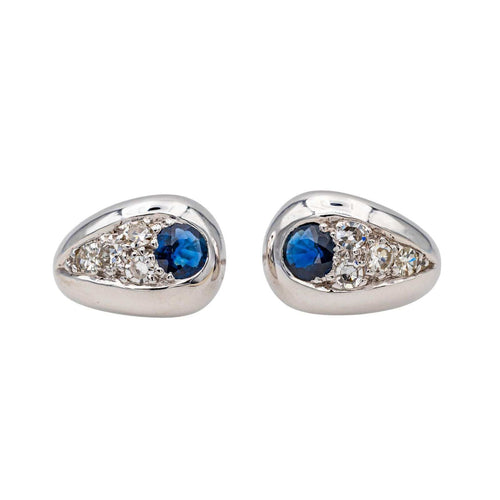 Boucles d'oreilles Boucles d'oreilles Puces Or blanc Saphir, Diamant 58 Facettes 3748553CN
