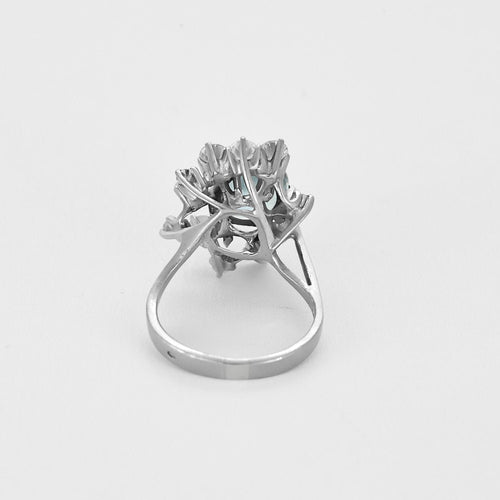 Bague 54,5 Bague en or blanc, aigue marine et diamants 58 Facettes B250583