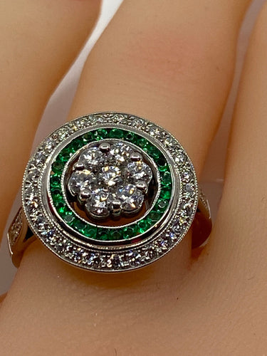 Bague 57 Bague style Art Déco Diamants Emeraudes 58 Facettes AB67