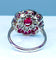 Bague 51 Bague marguerite en or blanc 18 carats en rubis et diamants 58 Facettes AB215