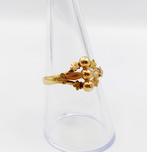 Bague 57 Bague victorienne ciselée or rose et or jaune (circa 1880) 58 Facettes A05338