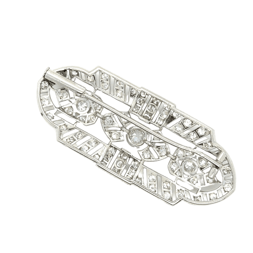 Broche Art Déco - Broche Ancienne Platine et Diamants 58 Facettes 1.0000114/3