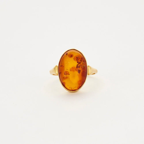 Bague 53.5 Bague or jaune et Ambre 58 Facettes