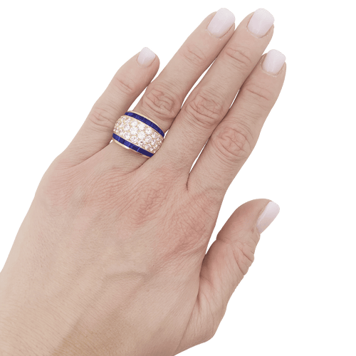 Bague 51 Bague vintage or jaune, diamants, saphirs calibrés. 58 Facettes 34461