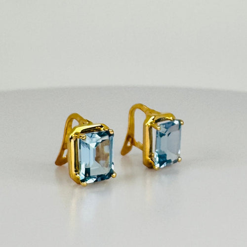 Boucles d'oreilles Boucles d'oreilles en or jaune avec aigues-marines et émeraude 58 Facettes 2505013