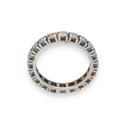 Bague 55 Alliance en or gris avec diamants H-VS - Sertie griffes 58 Facettes