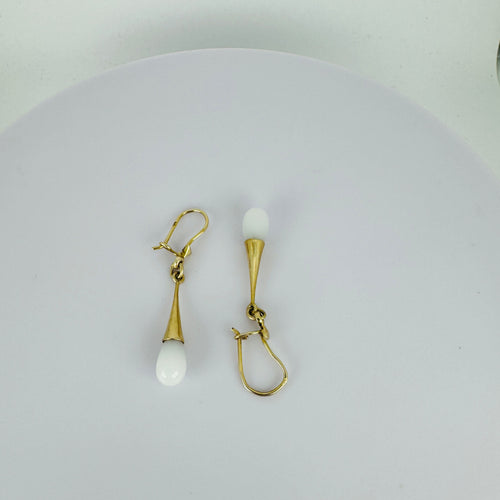 Boucles d'oreilles Boucles d'oreilles pendantes en or jaune avec quartz blanc 58 Facettes 2508003