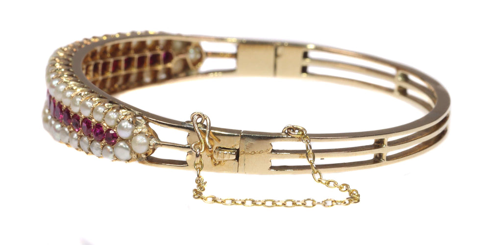 Bracelet Bijoux de la Grande Époque : Bracelet jonc victorien en rubis 58 Facettes 21273-0594