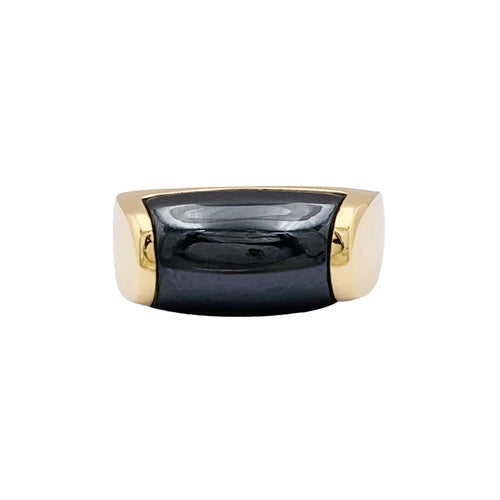 Bague 51 Bague Bulgari, "Tronchetto", or jaune et hématite. 58 Facettes 35004