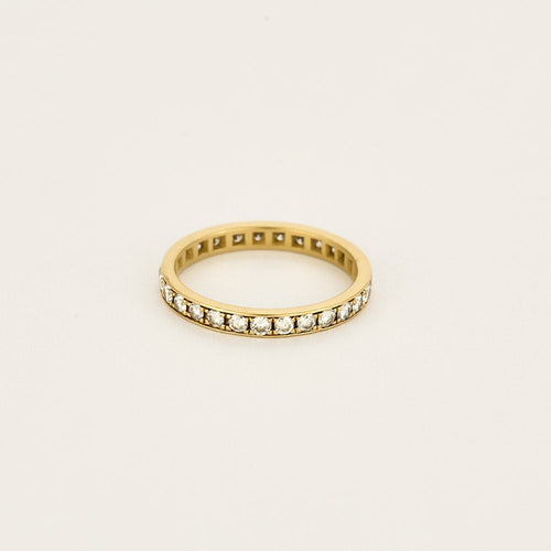 Bague 52 Alliance américaine en or jaune et diamants 58 Facettes CHAL0180