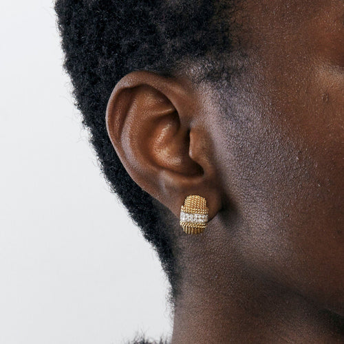 Boucles d'oreilles Clips d'oreilles tressés or jaune et diamants 58 Facettes