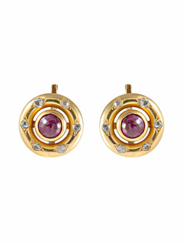 Boucles d'oreilles Boucles d'oreilles Or Jaune Rubis Diamants 58 Facettes