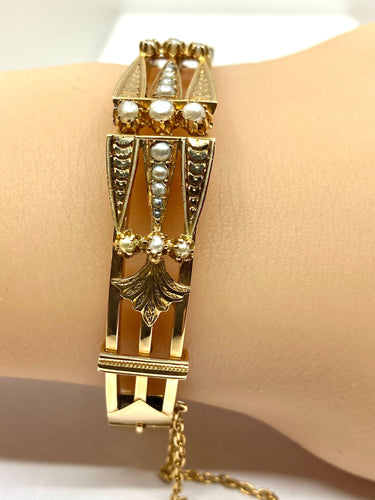 Bracelet Bracelet jonc Napoléon III or et perles fines 58 Facettes AB602