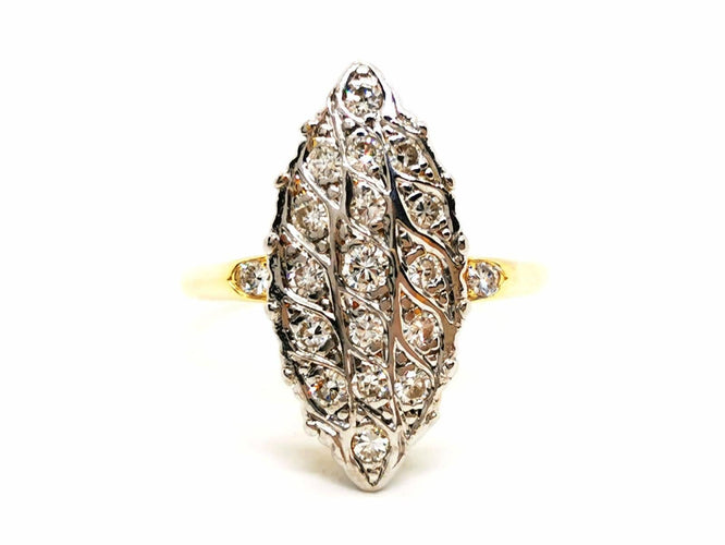 Bague 53.5 Bague Marquise Or blanc, Or jaune Diamant 58 Facettes 1875457CN