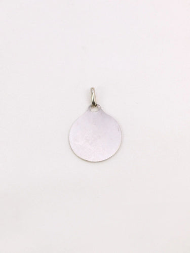 Pendentif Médaille amour Augis ronde Plus qu'hier moins que demain or blanc diamant rubis 58 Facettes J453