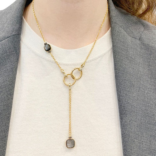 Collier Collier Pomellato, "Nudo", or rose, obsidiennes, diamants noirs. 58 Facettes 33631