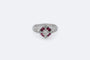 Bague 12 / Oro Bianco Anello in oro bianco con solitario, diamanti e rubini 58 Facettes ANL701