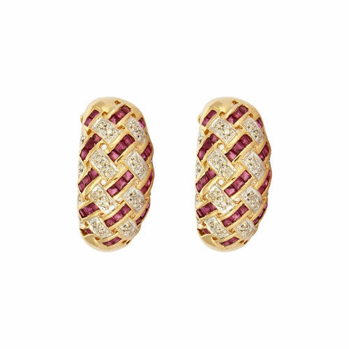 Boucles d'oreilles Boucles d'oreilles demi - créoles en rubis et diamants 58 Facettes BO/230144