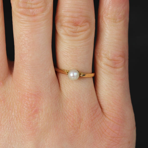 Bague 49 Solitaire or jaune perle de culture 58 Facettes 20-062