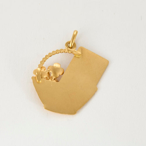 Pendentif AUGIS - Médaille d'Amour or jaune, diamants et rubis de synthèse 58 Facettes NAR0240