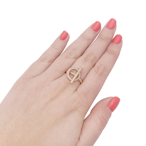 Bague 52 Bague Hermès "Echappée Hermès" or rose, diamants. 58 Facettes 33718