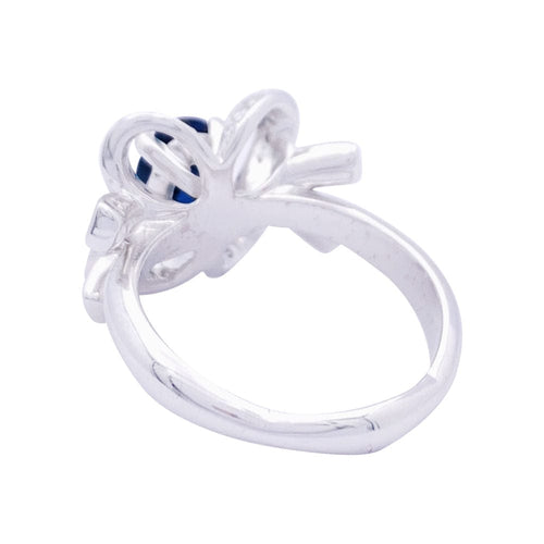 Bague 49 Bague Mellerio "Reine de Coeur Désirée" or blanc, diamants, saphir. 58 Facettes 33647