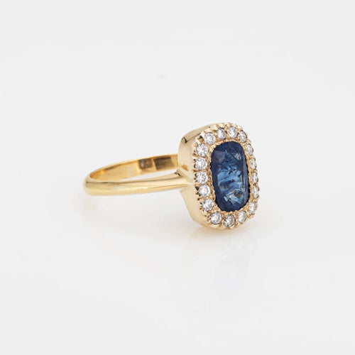 Bague 53.5 Bague Saphir Diamant Vintage Pierre Précieuse Fiançailles Or Jaune 58 Facettes G13425