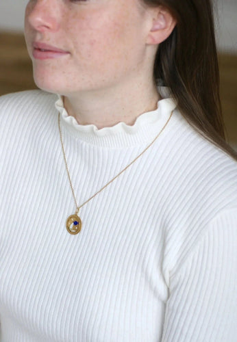 Pendentif Pendentif médaille astrologique Verseau, or et émail 58 Facettes
