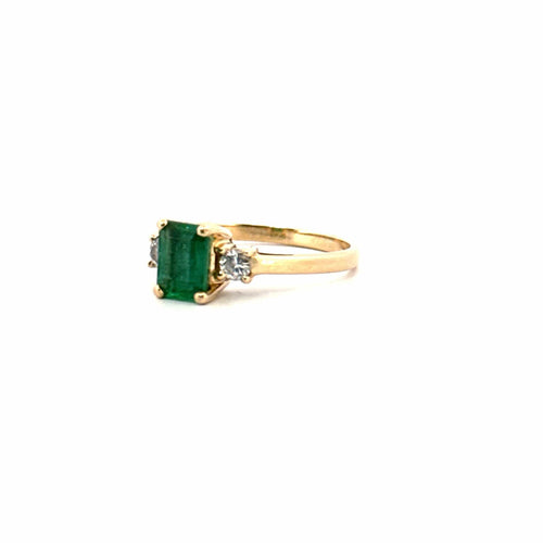 Bague 54 Bague Trilogie Or Jaune 14k Émeraude & Diamants 58 Facettes 107-GS31490