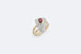Bague Anello in oro giallo e in oro bianco con rubino e pavé di diamanti 58 Facettes