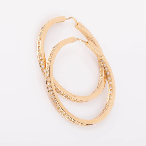 Boucles d'oreilles Créoles en diamants sur or jaune 58 Facettes 1