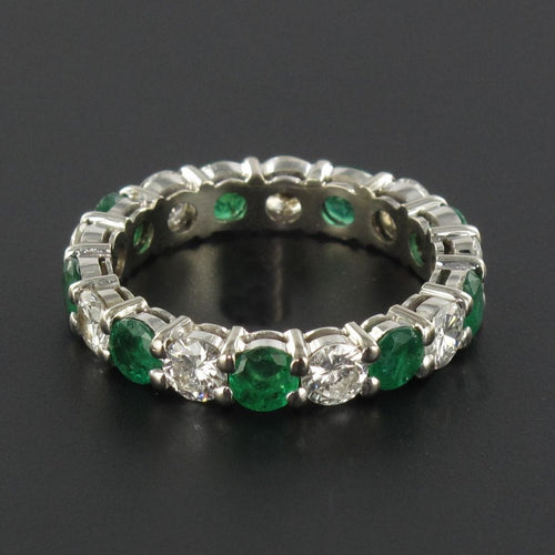 Bague 56 Alliance diamants émeraudes 58 Facettes 15-378-56