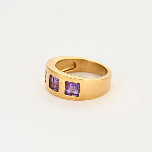 Bague 54 Bague jonc or jaune et améthyste 58 Facettes CHAL01992