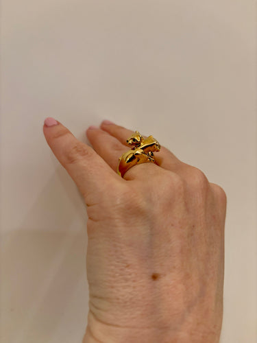 Bague Bague Cartier Panthère Double Tête en or jaune émeraude 58 Facettes