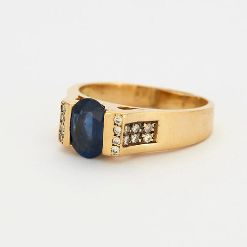 Bague 53 Bague or jaune saphir et diamants 58 Facettes 240402