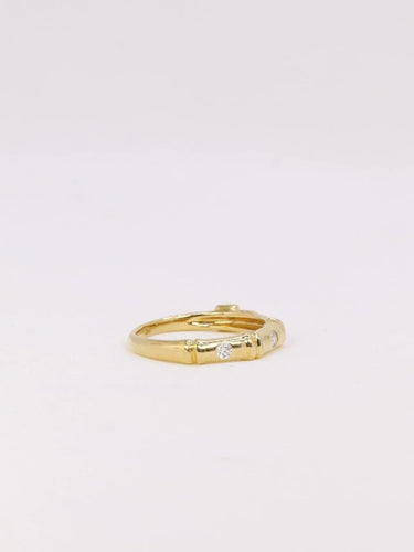 Bague 50 KORLOFF Bague bambou or jaune diamant 58 Facettes J365
