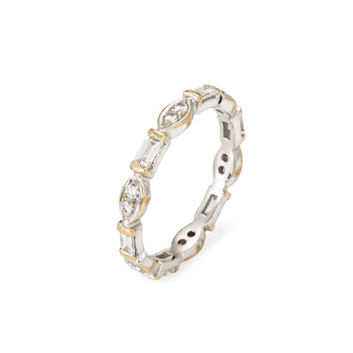 Bague 53.5 Bague d'éternité en or blanc à facettes mixtes 58 Facettes G14160