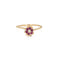 Tulipe vintage en or jaune et diamants rubis