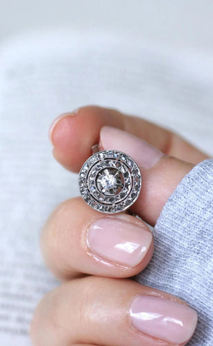 Bague 52 Bague Cible Ronde Art Déco Diamants 58 Facettes