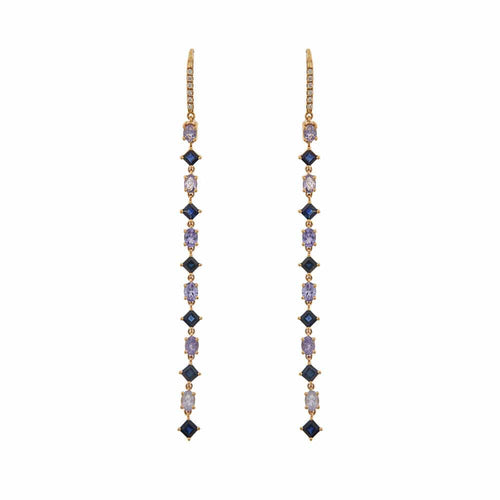Boucles d'oreilles Boucles d'oreilles pendantes avec diamants, saphirs et tanzanite 58 Facettes 33053